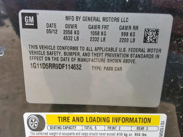 1G11D5RR9DF114632 - 2013 CHEVROLET MALIBU 1LT 黑色 照片 10