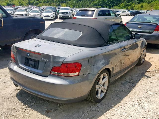 WBAUN1C57BVH83291 - 2011 BMW 128 I GRAY photo 4