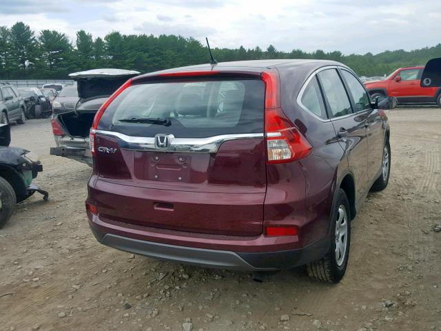 2HKRM3H36FH519660 - 2015 HONDA CR-V LX BURGUNDY photo 4