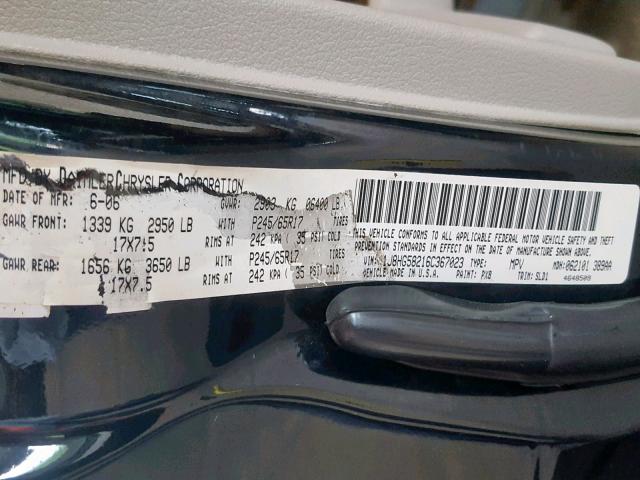 1J8HG58216C367023 - 2006 JEEP COMMANDER BLACK photo 10