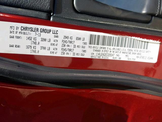 1C4RJEAG2EC225247 - 2014 JEEP GRAND CHER RED photo 10