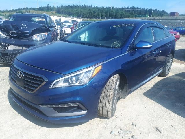 5NPE34AB0FH067035 - 2015 HYUNDAI SONATA SPO BLUE photo 2