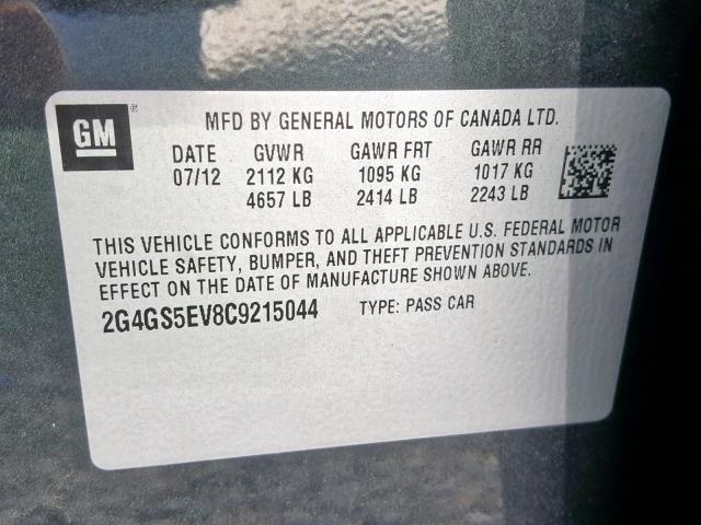 2G4GS5EV8C9215044 - 2012 BUICK REGAL PREM GRAY photo 10