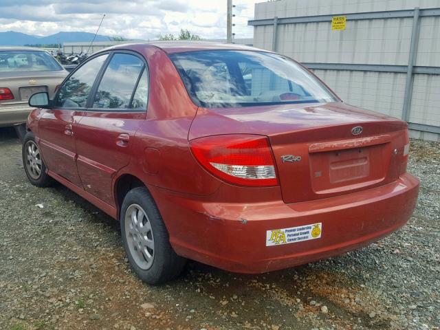 KNADC125256377289 - 2005 KIA RIO RED photo 3