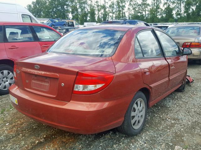 KNADC125256377289 - 2005 KIA RIO RED photo 4