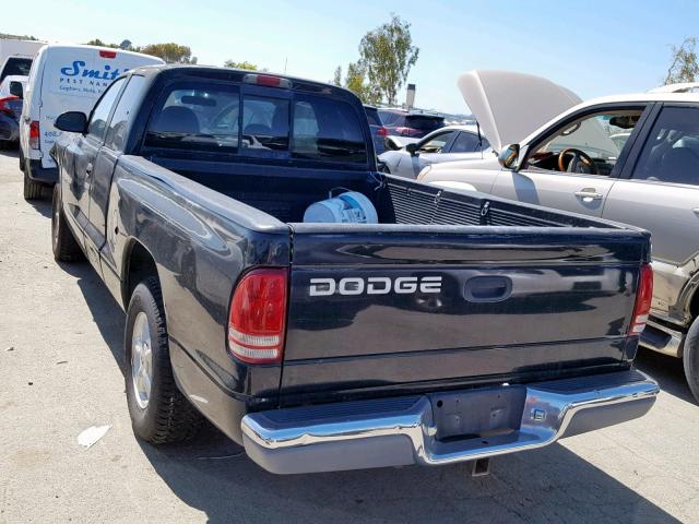 1B7GL22X5YS750649 - 2000 DODGE DAKOTA BLACK photo 3