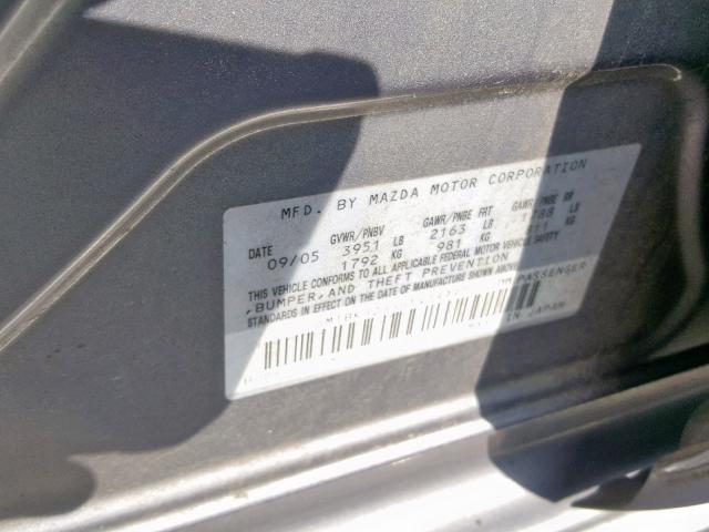 JM1BK323361428997 - 2006 MAZDA 3 S GRAY photo 10