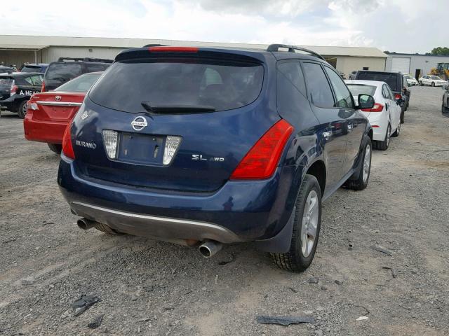 JN8AZ08W93W216101 - 2003 NISSAN MURANO BLUE photo 4