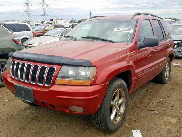 1J8GW58N72C187564 - 2002 JEEP GRAND CHER RED photo 2