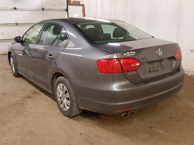 3VW1K7AJ9BM392214 - 2011 VOLKSWAGEN JETTA BASE GRAY photo 3