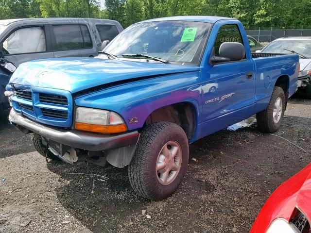 1B7GG26Y4XS235485 - 1999 DODGE DAKOTA BLUE photo 2