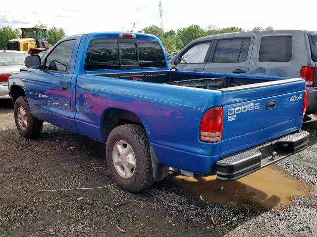 1B7GG26Y4XS235485 - 1999 DODGE DAKOTA BLUE photo 3