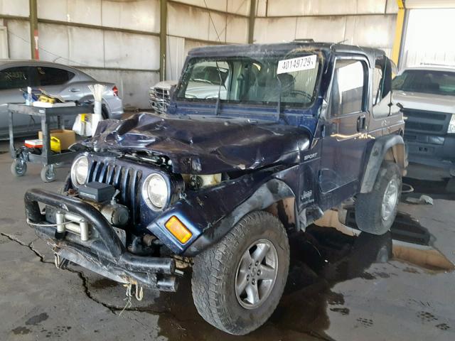 1J4FA49S34P703537 - 2004 JEEP WRANGLER / BLUE photo 2