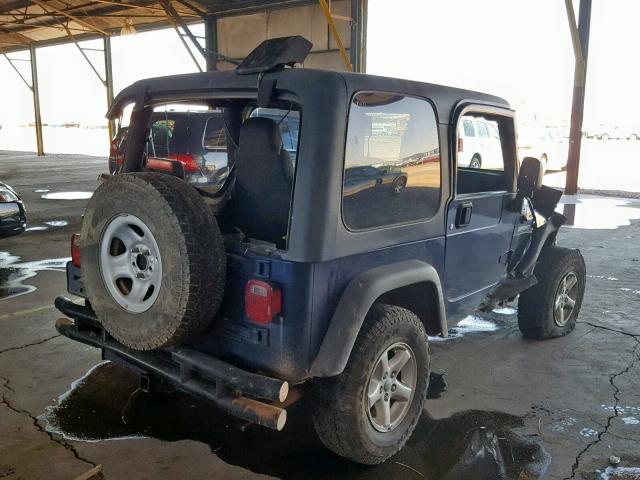 1J4FA49S34P703537 - 2004 JEEP WRANGLER / BLUE photo 4