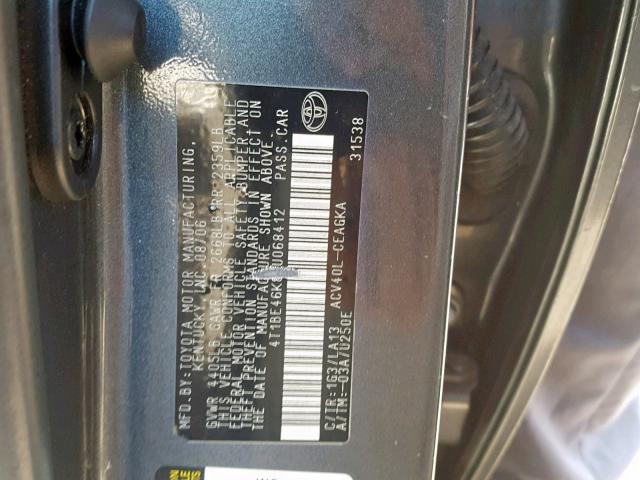 4T1BE46K87U068412 - 2007 TOYOTA CAMRY NEW GRAY photo 10