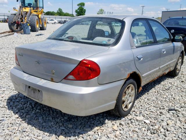 KNAFB121835262868 - 2003 KIA SPECTRA BA SILVER photo 4