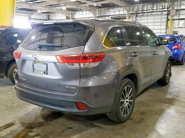 5TDJZRFH0HS404386 - 2017 TOYOTA HIGHLANDER GRAY photo 4