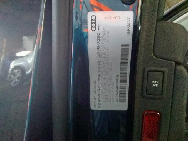 WAUGMAF44HN064718 - 2017 AUDI A4 ULTRA P BLUE photo 10