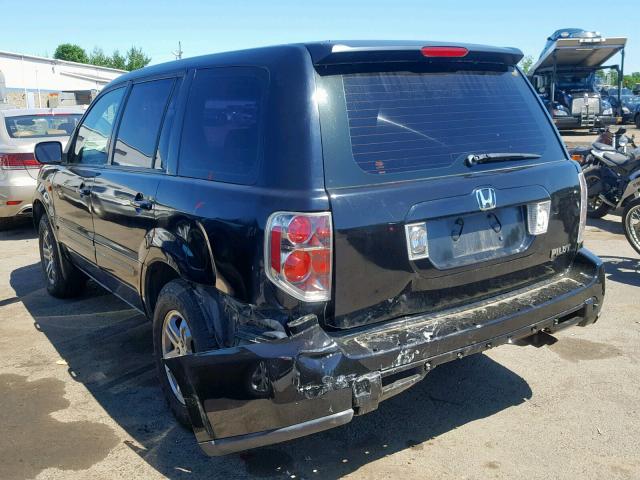 2HKYF18166H552151 - 2006 HONDA PILOT LX BLACK photo 3