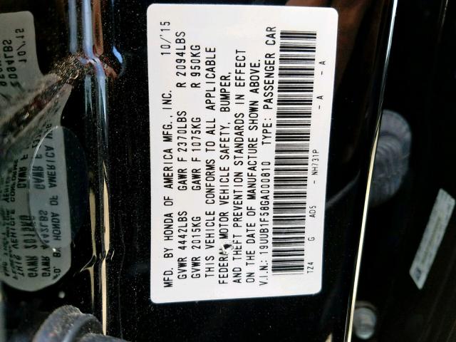 19UUB1F58GA000810 - 2016 ACURA TLX TECH BLACK photo 10