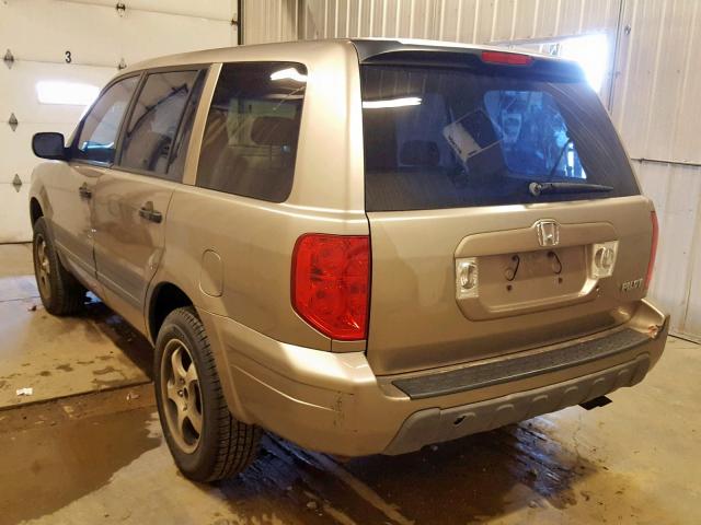 2HKYF18123H589516 - 2003 HONDA PILOT LX GOLD photo 3