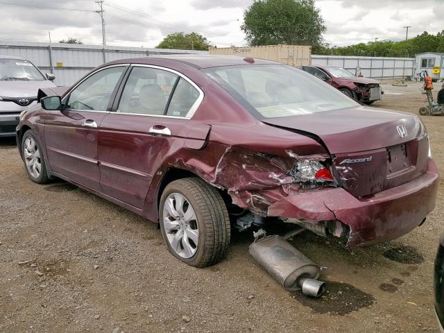 1HGCP36828A030583 - 2008 HONDA ACCORD EXL MAROON photo 3