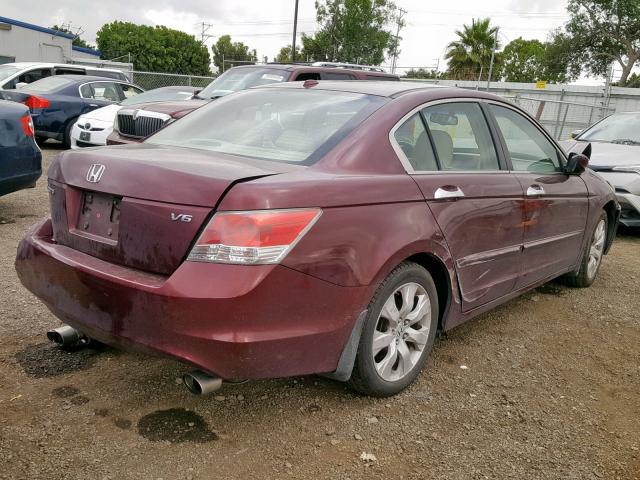 1HGCP36828A030583 - 2008 HONDA ACCORD EXL MAROON photo 4