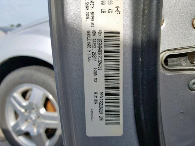 1B3HB48B27D324761 - 2007 DODGE CALIBER SX SILVER photo 10