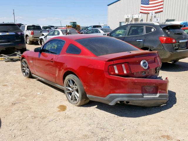 1ZVBP8CF2B5109632 - 2011 FORD MUSTANG GT RED photo 3