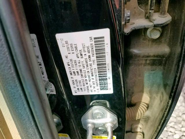 1HGCP3F81CA015324 - 2012 HONDA ACCORD EXL BLACK photo 10