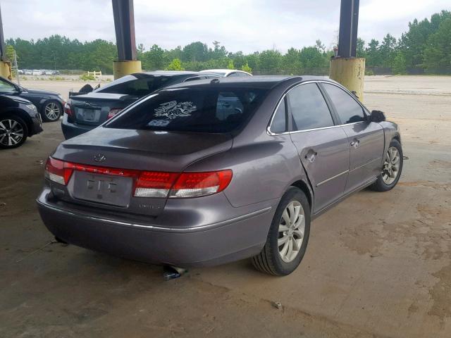 KMHFC46F47A217393 - 2007 HYUNDAI AZERA SE GRAY photo 4