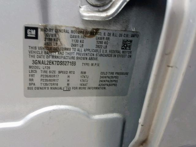 3GNAL2EK7DS627169 - 2013 CHEVROLET CAPTIVA LS 银色 照片 10