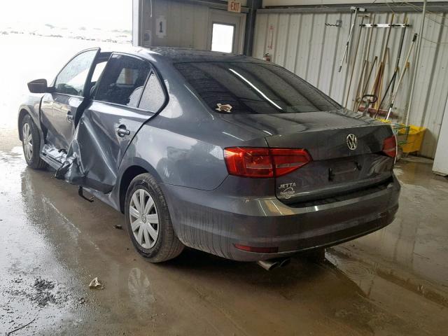 3VW2K7AJXFM273355 - 2015 VOLKSWAGEN JETTA BASE GRAY photo 3