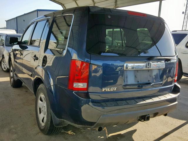 5FNYF38219B013525 - 2009 HONDA PILOT LX BLUE photo 3