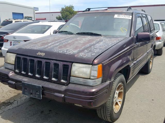 1J4EZ78S8TC137288 - 1996 JEEP GRAND CHER BURGUNDY photo 2