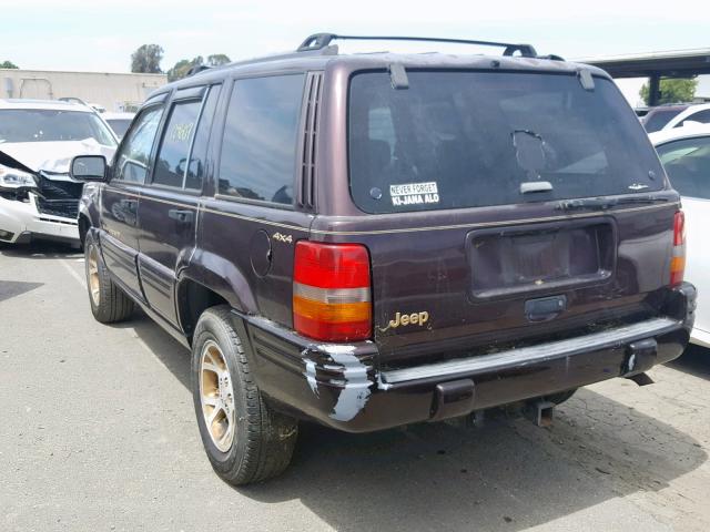 1J4EZ78S8TC137288 - 1996 JEEP GRAND CHER BURGUNDY photo 3