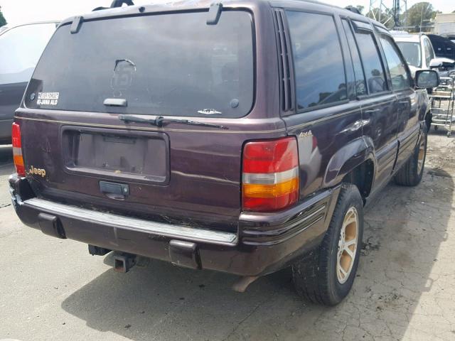 1J4EZ78S8TC137288 - 1996 JEEP GRAND CHER BURGUNDY photo 4