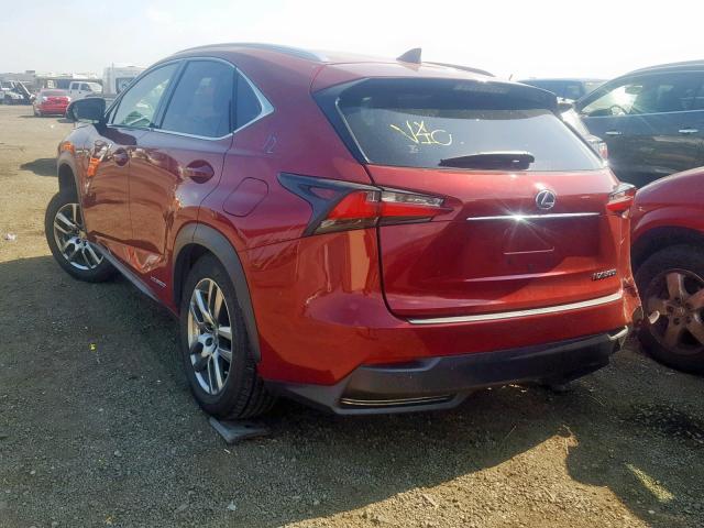 JTJBJRBZ2F2028446 - 2015 LEXUS NX 300H RED photo 3