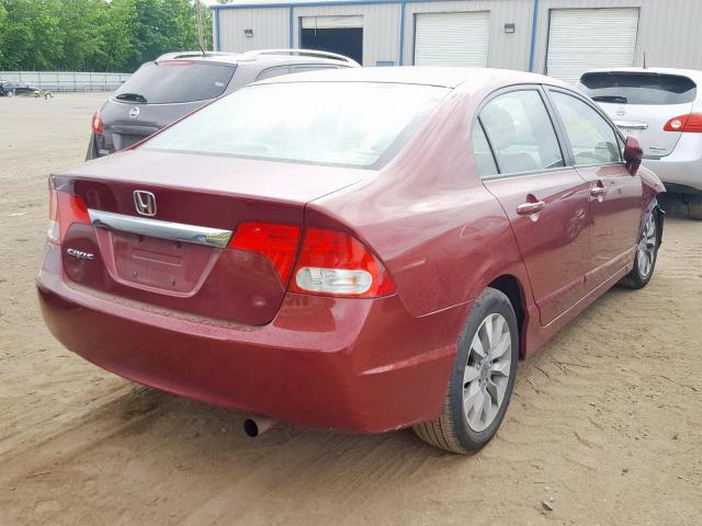 2HGFA16949H359266 - 2009 HONDA CIVIC EXL RED photo 4