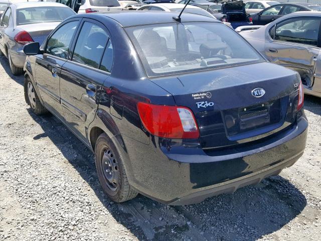 KNADH4A30A6615055 - 2010 KIA RIO LX BLACK photo 3