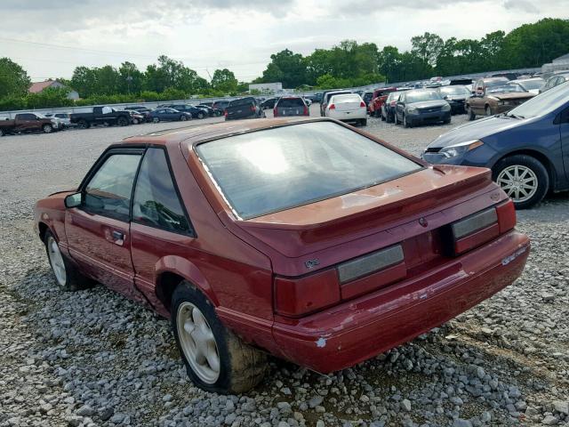 1FABP41A0KF184946 - 1989 FORD MUSTANG LX MAROON photo 3