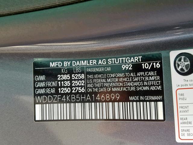 WDDZF4KB5HA146899 - 2017 MERCEDES-BENZ E 300 4MAT GRAY photo 10