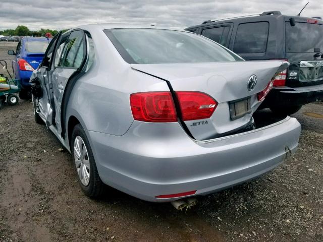 3VW2K7AJ2EM206988 - 2014 VOLKSWAGEN JETTA BASE SILVER photo 3