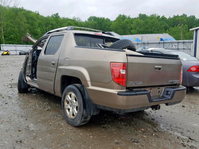 2HJYK16439H502521 - 2009 HONDA RIDGELINE TAN photo 3