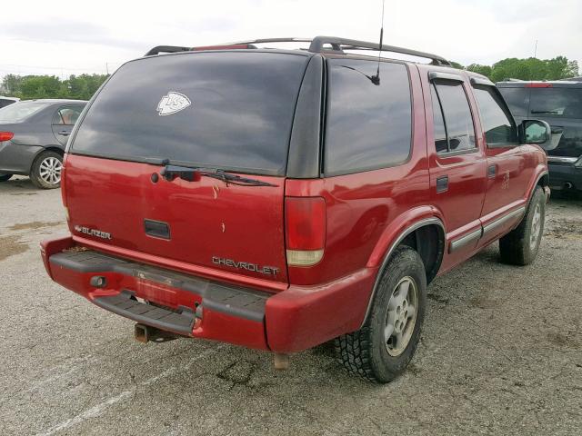 1GNDT13W1Y2393724 - 2000 CHEVROLET BLAZER MAROON photo 4