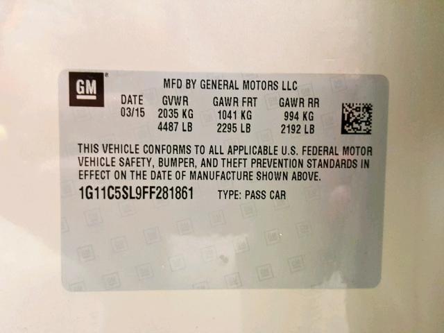 1G11C5SL9FF281861 - 2015 CHEVROLET MALIBU 1LT 棕色 照片 10