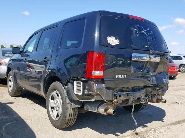 5FNYF3H27DB042276 - 2013 HONDA PILOT LX BLACK photo 3