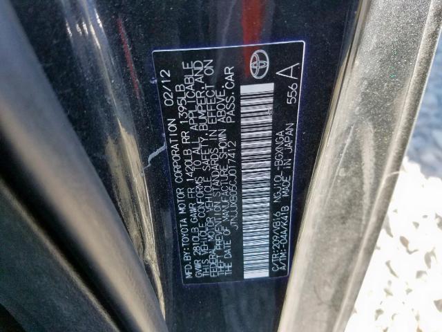 JTNJJXB05CJ017412 - 2012 TOYOTA SCION IQ BLACK photo 10