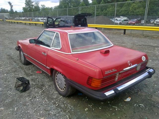 WDBBA48D6GA038341 - 1986 MERCEDES-BENZ 560 SL RED photo 3