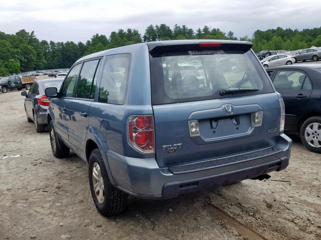 2HKYF18106H505682 - 2006 HONDA PILOT LX BLUE photo 3